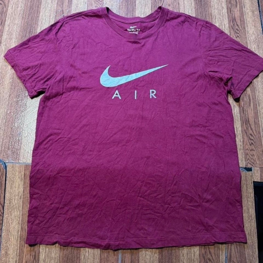 Nike Red Silver Vintage Center Swoosh Retro Tech Sportswear Shirt Large